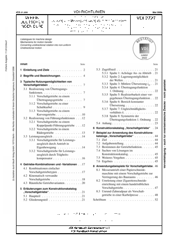 Produktabbildung: Konstruktionskataloge - Lösung von Bewegungsaufgaben mit Getrieben - Erzeugung von ungleichmässigen Umlaufbewegungen ohne Stillstand (Vorschaltgetriebe); Antrieb gleichsinnig drehend