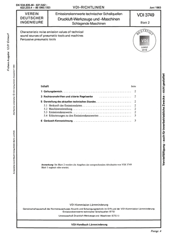 Produktabbildung: Emissionskennwerte technischer Schallquellen; Druckluft-Werkzeuge und -Maschinen; Schlagende Maschinen