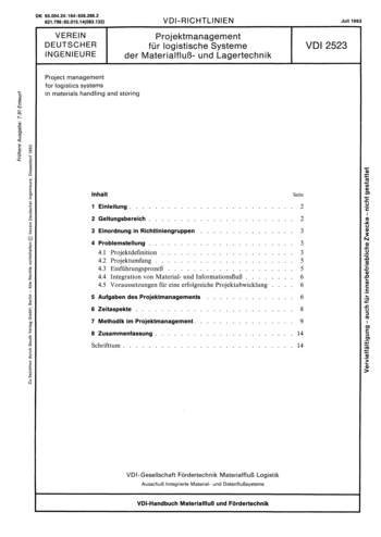 Produktabbildung: Projektmanagement für logistische Systeme der Materialfluß- und Lagertechnik