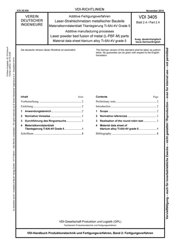 Produktabbildung: Additive Fertigungsverfahren - Laser-Strahlschmelzen metallischer Bauteile - Materialkenndatenblatt Titanlegierung Ti-6Al-4V Grade 5