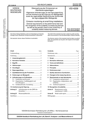 Produktabbildung: Überwachung der Emissionen an Kleinfeuerungsanlagen - Allgemeine Anforderungen an die Eignungsprüfung und die Anerkennung der Eignung von Messgeräten sowie die regelmäßige Überprüfung der Konformität der eignungsgeprüften Messgeräte