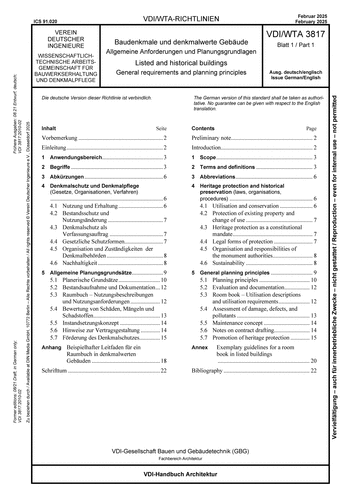 Produktabbildung: Baudenkmale und denkmalwerte Gebäude - Allgemeine Anforderungen und Planungsgrundlagen