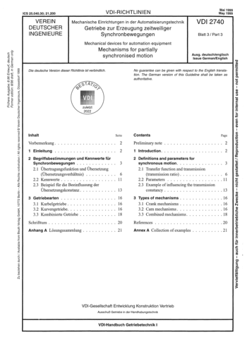 Produktabbildung: Mechanische Einrichtungen in der Automatisierungstechnik - Getriebe zur Erzeugung zeitweiliger Synchronbewegungen