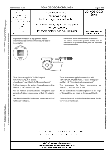 Produktabbildung: Prüfmittelüberwachung - Prüfanweisung für Feinzeigermessschrauben