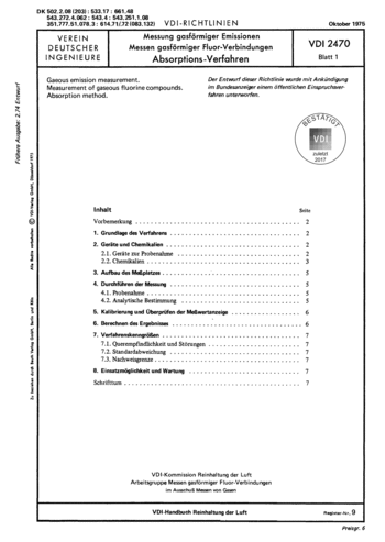 Produktabbildung: Messung gasförmiger Emissionen; Messen gasförmiger Fluor-Verbindungen; Absorptions-Verfahren