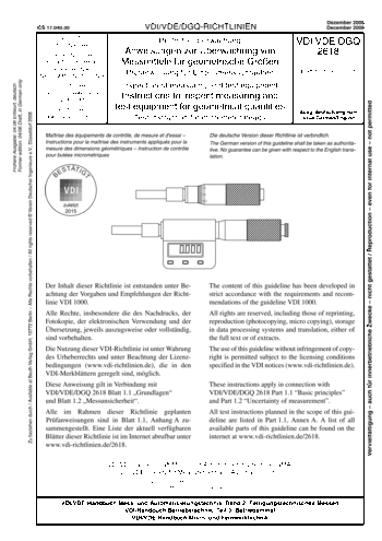 Produktabbildung: Prüfmittelüberwachung - Anweisungen zur Überwachung von Messmitteln für geometrische Größen - Prüfanweisung für Einbaumessschrauben