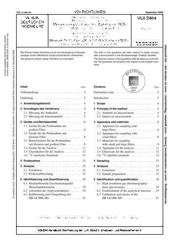 Produktabbildung: Messen von Immissionen - Messen von Innenraumluft - Messen von polychlorierten Biphenylen (PCB) - HR-GC/HR-MS-Verfahren für coplanare PCB