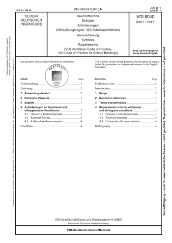 Produktabbildung: Raumlufttechnik - Schulen - Anforderungen (VDI-Lüftungsregeln, VDI-Schulbaurichtlinien)