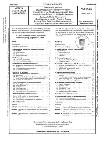 Produktabbildung: Messen von Partikeln - Staubmessung in strömenden Gasen; Fraktionierende Staubmessung nach dem Impaktionsverfahren - Kaskadenimpaktor