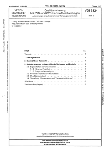 Produktabbildung: Qualitätssicherung bei PVD- und CVD-Hartstoffbeschichtungen - Anforderungen an zu beschichtende Werkzeuge und Bauteile