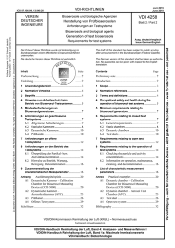 Produktabbildung: Bioaerosole und biologische Agenzien - Herstellung von Prüfbioaerosolen - Anforderungen an Testsysteme