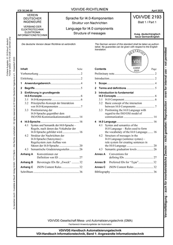 Produktabbildung: Sprache für I4.0-Komponenten - Struktur von Nachrichten