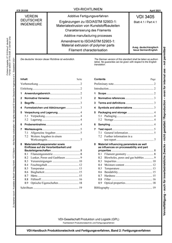 Produktabbildung: Additive Fertigungsverfahren - Ergänzungen zu ISO/ASTM 52903-1: Materialextrusion von Kunststoffbauteilen - Charakterisierung des Filaments