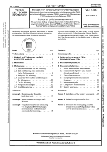 Produktabbildung: Messen von Innenraumluftverunreinigungen - Meßstrategie für polycyclische aromatische Kohlenwasserstoffe (PAH), polychlorierte Dibenzo-p-dioxine (PCDD), polychlorierte Dibenzofurane (PCDF) und polychlorierte Biphenyle (PCB)