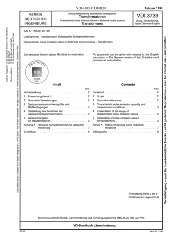 Produktabbildung: Emissionskennwerte technischer Schallquellen - Transformatoren